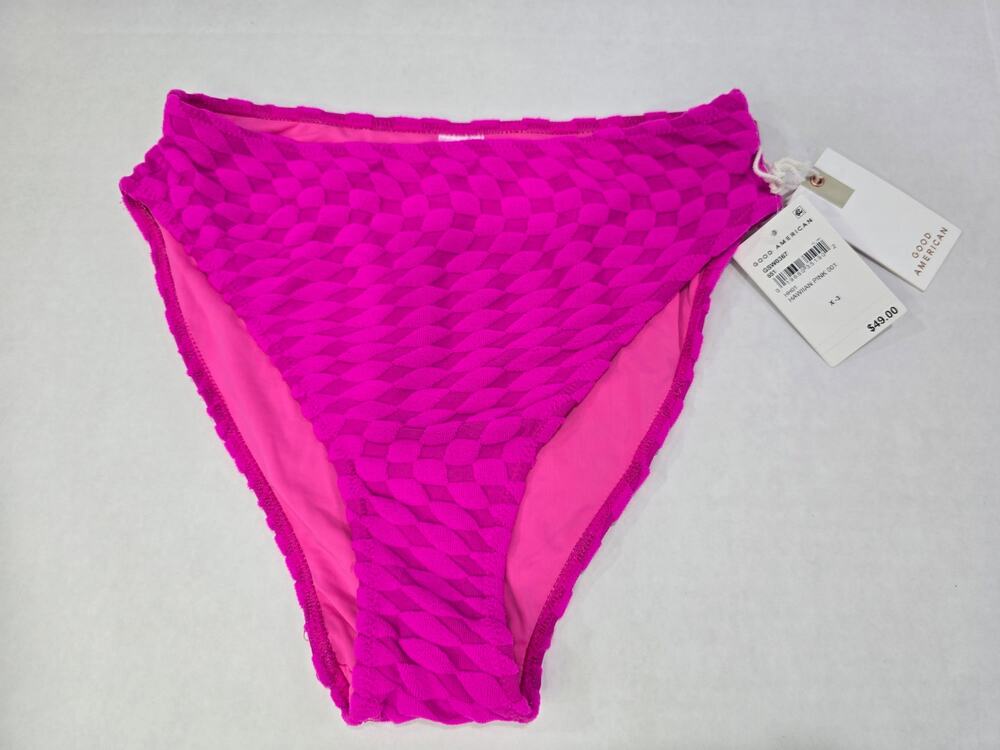 NWT Good American Jacquard Better Bikini Bottom Hawaiian Pink Size 3